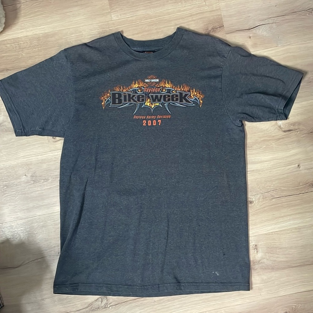 Harley-Davidson 2007 Daytona Bike Week.‎ Gray T-Shirt. XL. Well worn.